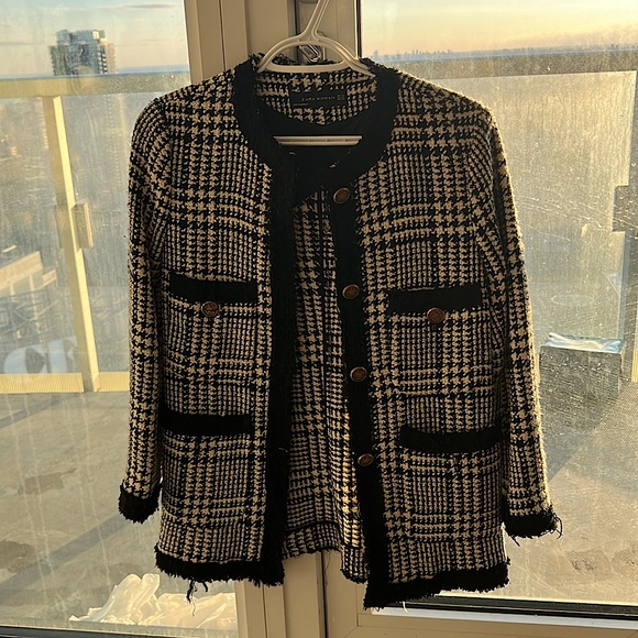 ZARA checkered black and white blazer size: XS - Picture 1 of 4